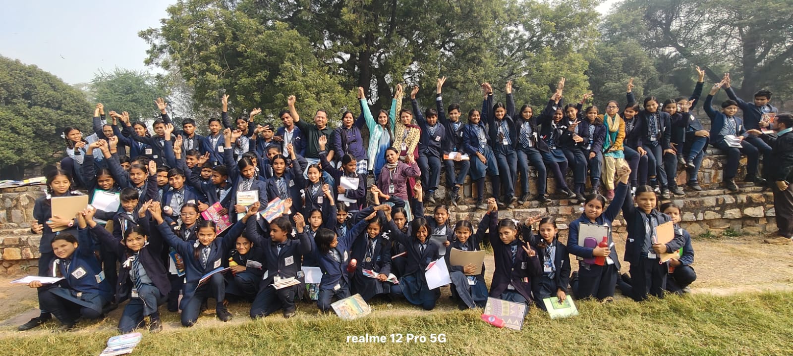 Middle school students on an educational trip